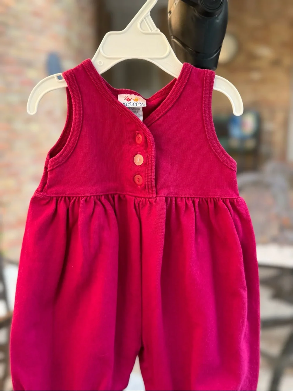 Vintage Carter's Red Baby Overalls Romper, 3-6M